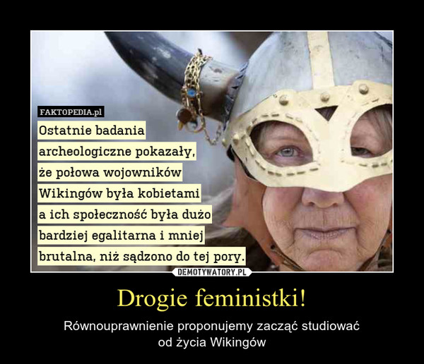 Drogie feministki! – Równouprawnienie proponujemy zacząć studiowaćod życia Wikingów 