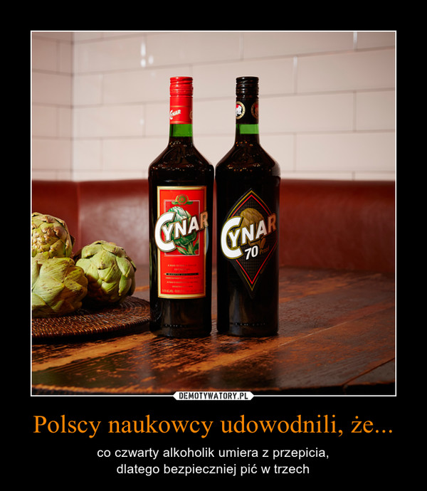 Polscy naukowcy udowodnili, że... – co czwarty alkoholik umiera z przepicia,dlatego bezpieczniej pić w trzech 