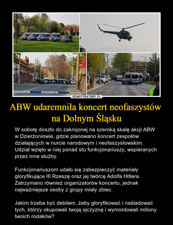 ABW udaremniła koncert neofaszystów 
na Dolnym Śląsku