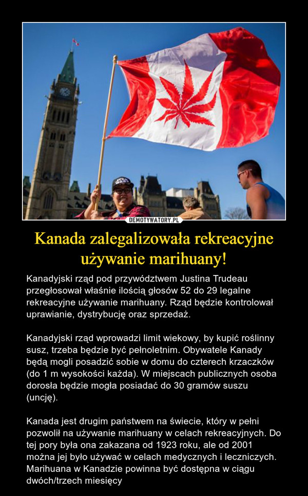 Kanada zalegalizowała rekreacyjne używanie marihuany!