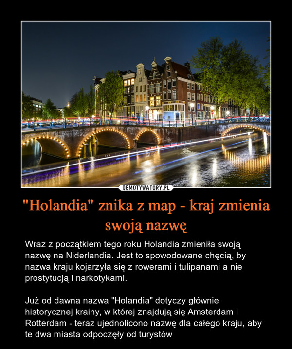 "Holandia" znika z map - kraj zmienia swoją nazwę