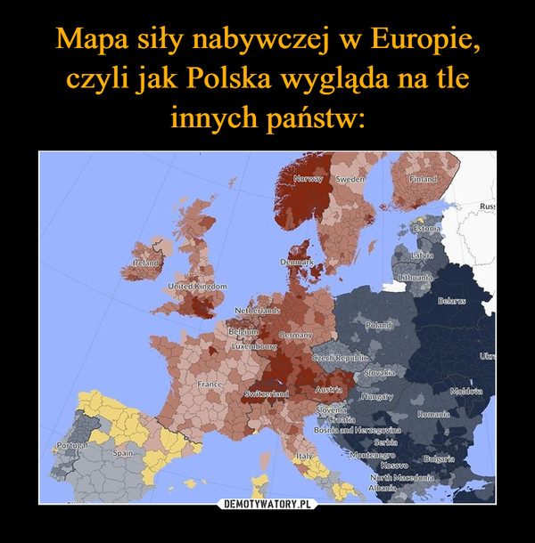 Mapa siły nabywczej w Europie, czyli jak Polska wygląda na tle innych państw:
