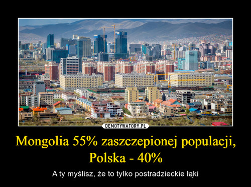 Mongolia 55% zaszczepionej populacji, Polska - 40%