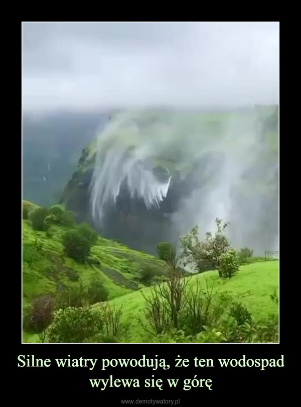 Silne wiatry powodują, że ten wodospad wylewa się w górę –  