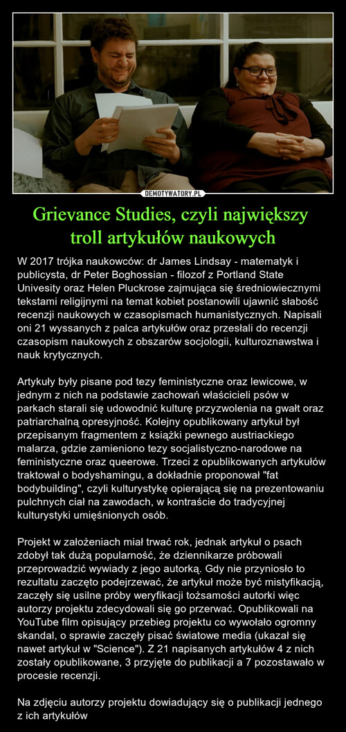 Grievance Studies, czyli największy 
troll artykułów naukowych