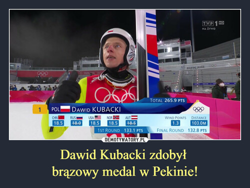 Dawid Kubacki zdobył 
brązowy medal w Pekinie!