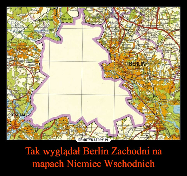 Tak wyglądał Berlin Zachodni na mapach Niemiec Wschodnich –  