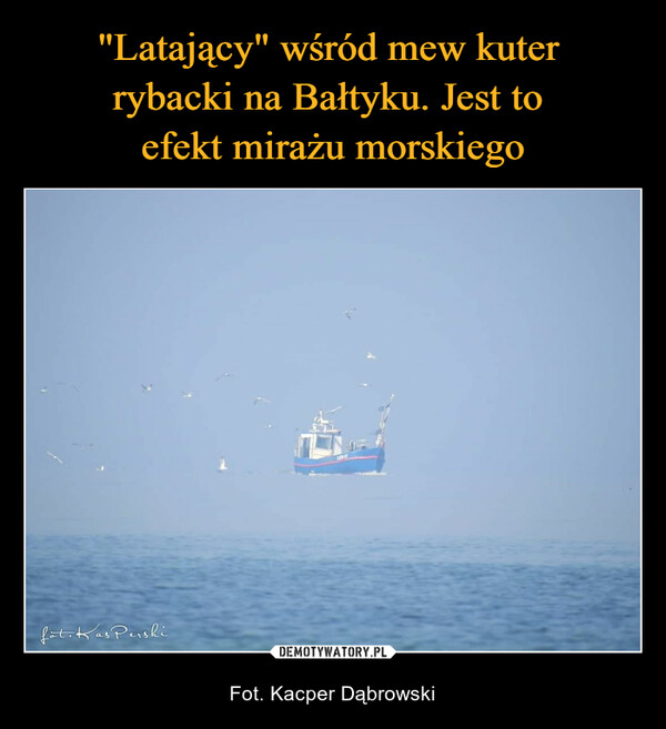 "Latający" wśród mew kuter 
rybacki na Bałtyku. Jest to 
efekt mirażu morskiego