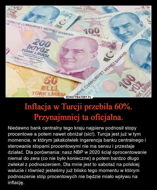 Inflacja w Turcji przebiła 60%. Przynajmniej ta oficjalna.