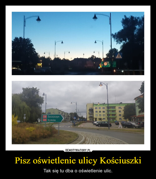 Pisz oświetlenie ulicy Kościuszki
