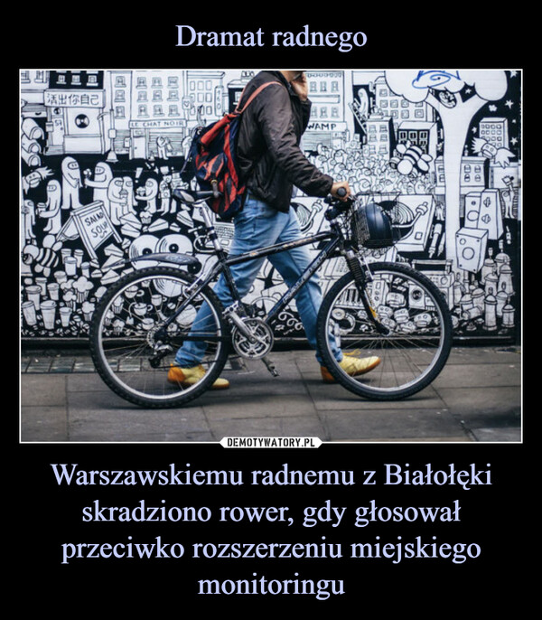 Dramat radnego Warszawskiemu radnemu z Białołęki skradziono rower, gdy głosował przeciwko rozszerzeniu miejskiego monitoringu