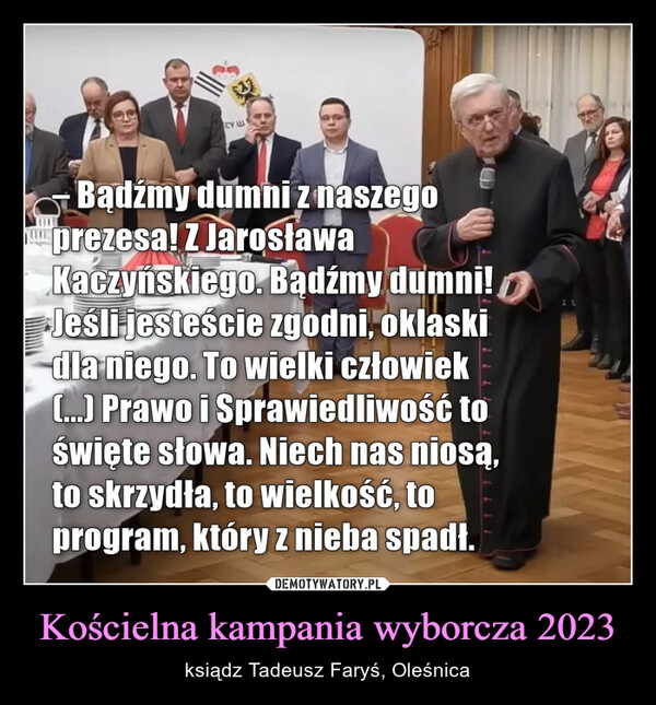 Kościelna kampania wyborcza 2023 – ksiądz Tadeusz Faryś, Oleśnica 