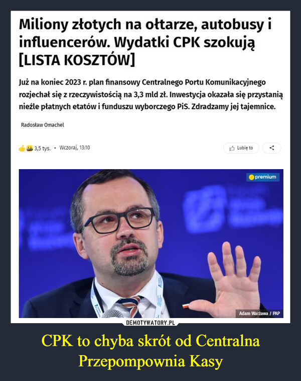 CPK to chyba skrót od Centralna Przepompownia Kasy